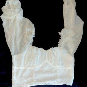 Crop white top, side zipper